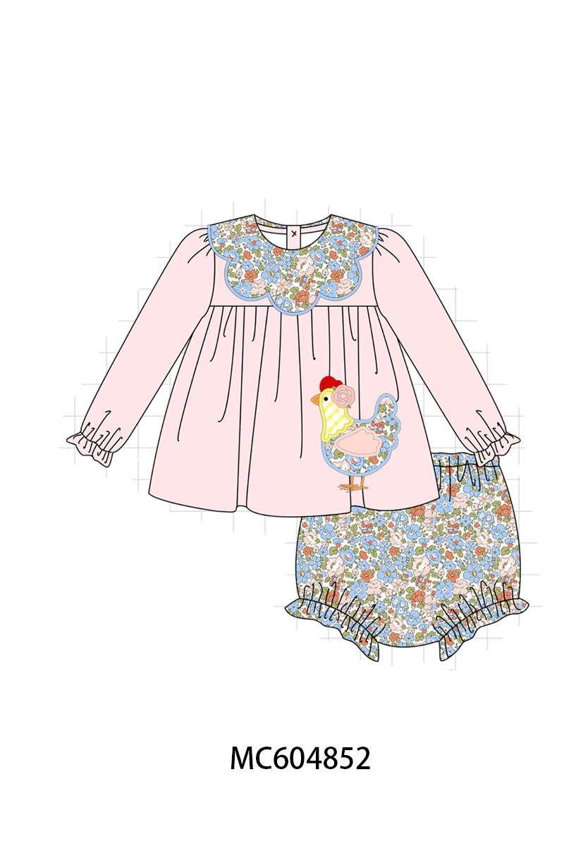 PO90 Pink&green chicken floral applique collection - closing 5/11 - ETA early October