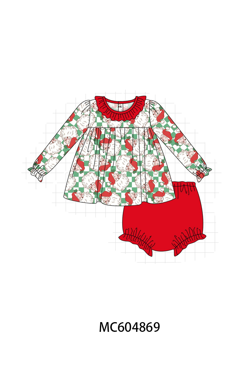 PO90 Red christmas santa claus embroidery checkered collection - closing 5/11 - ETA early October