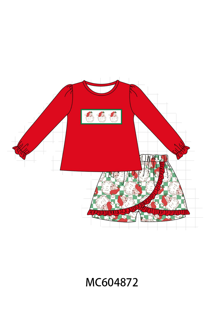 PO90 Red christmas santa claus embroidery checkered collection - closing 5/11 - ETA early October