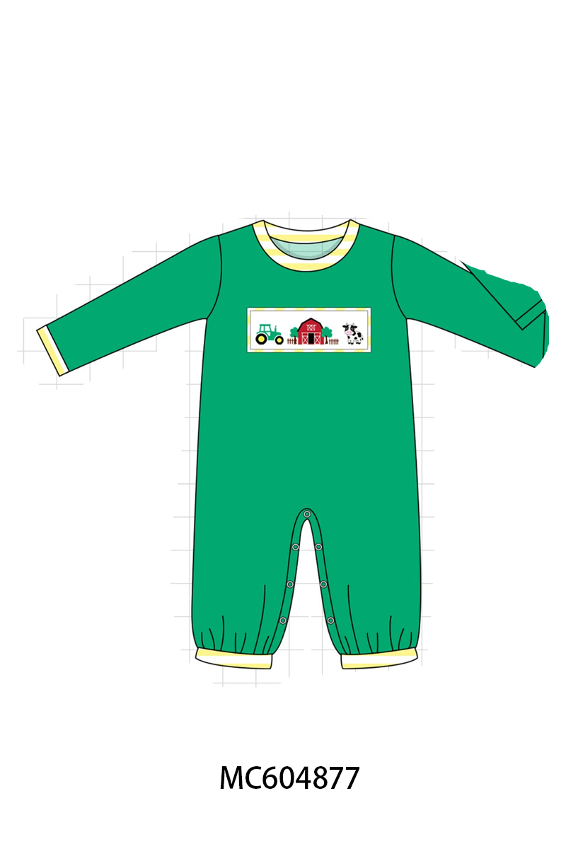 PO90 Green farm cow embroidery stripe collection - closing 5/11 - ETA early October