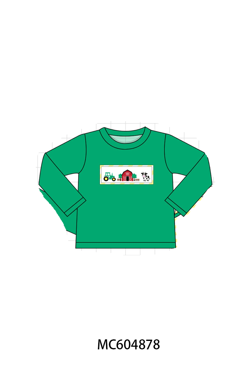 PO90 Green farm cow embroidery stripe collection - closing 5/11 - ETA early October