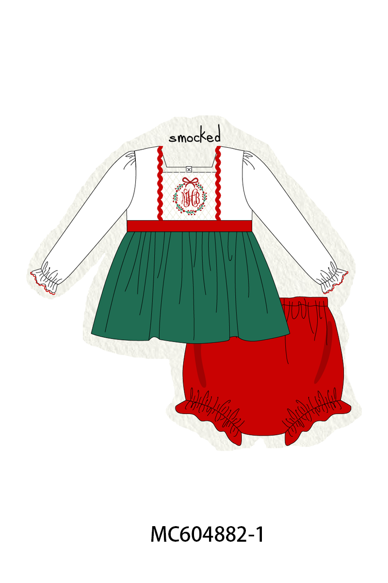 PO90 Forest christmas wreath monogram embroidery smocked collection - closing 5/11 - ETA early October