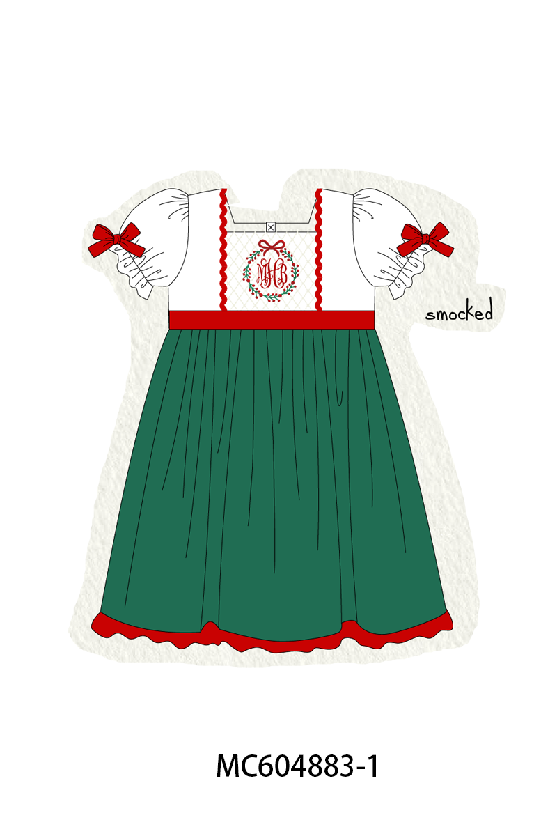 PO90 Forest christmas wreath monogram embroidery smocked collection - closing 5/11 - ETA early October