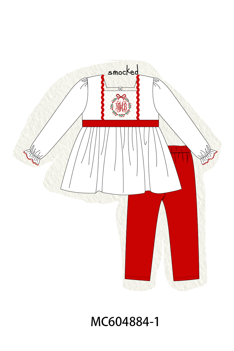 PO90 Forest christmas wreath monogram embroidery smocked collection - closing 5/11 - ETA early October