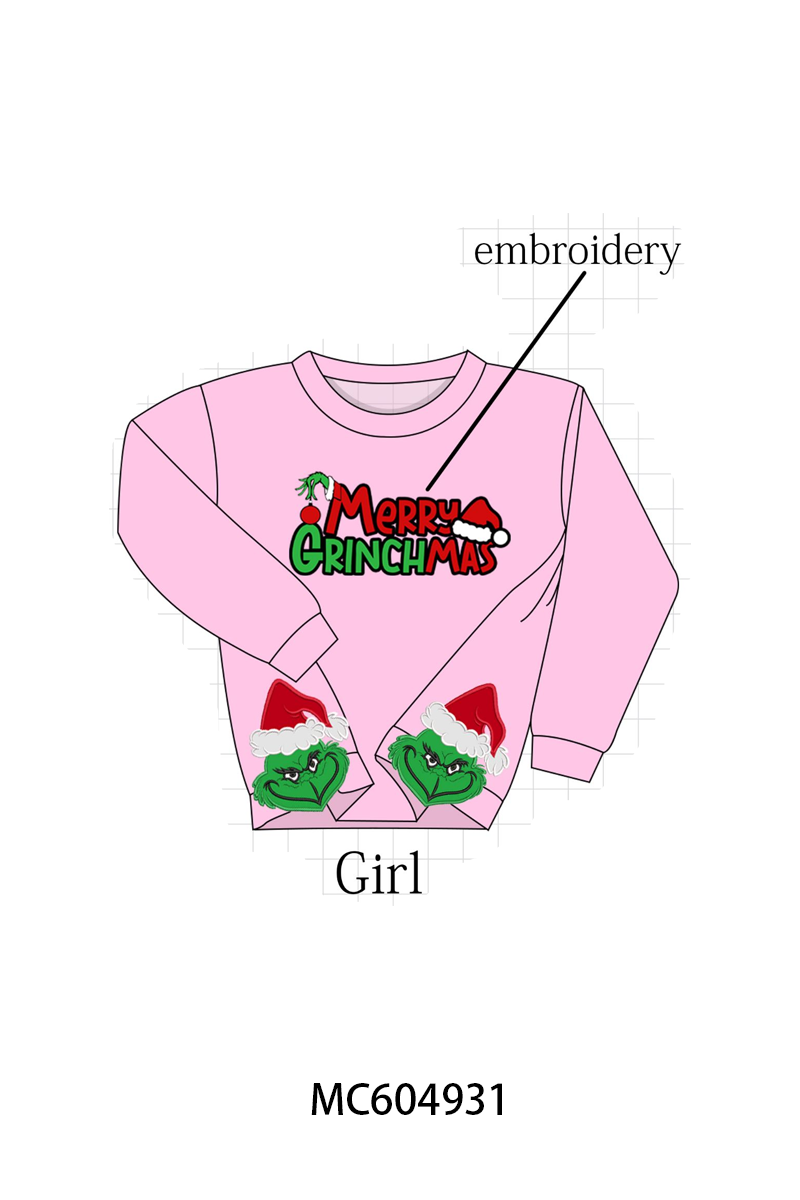 PO90 Pink&blue merry christmas grinch applique mom&me sweatshirt collection - closing 5/11 - ETA early October