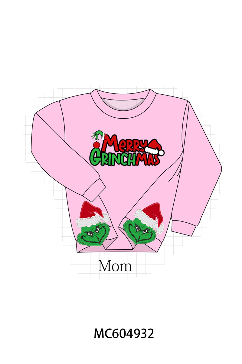 PO90 Pink&blue merry christmas grinch applique mom&me sweatshirt collection - closing 5/11 - ETA early October