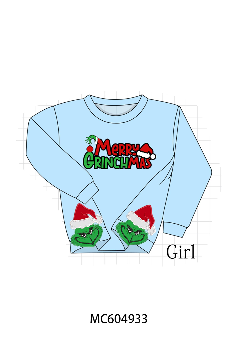 PO90 Pink&blue merry christmas grinch applique mom&me sweatshirt collection - closing 5/11 - ETA early October