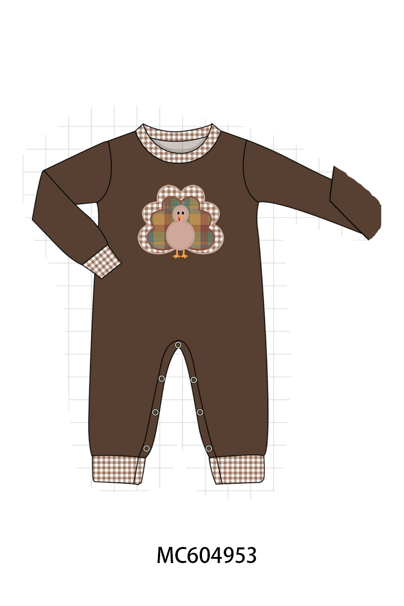 PO90 Brown thanksgiving turkey applique floral ruffle collection - closing 5/11 - ETA early October