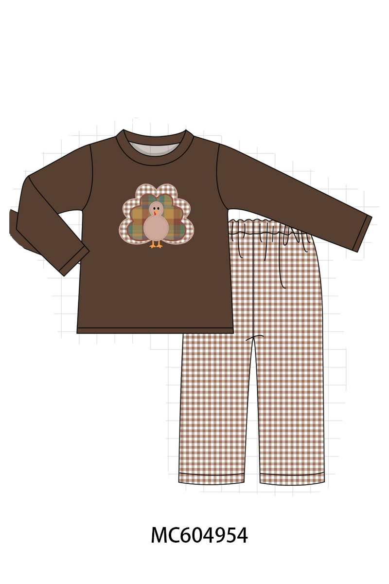 PO90 Brown thanksgiving turkey applique floral ruffle collection - closing 5/11 - ETA early October