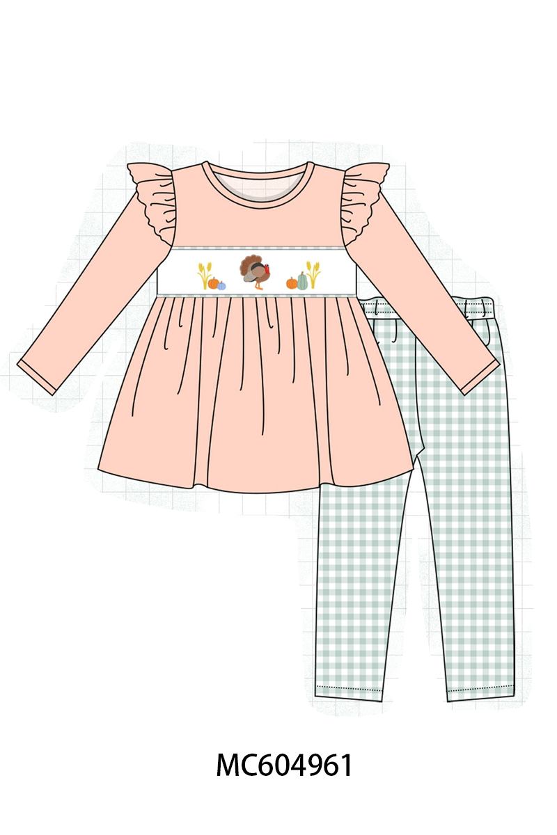 PO90 Sage thanksgiving turkey embroidery gingham collection - closing 5/11 - ETA early October