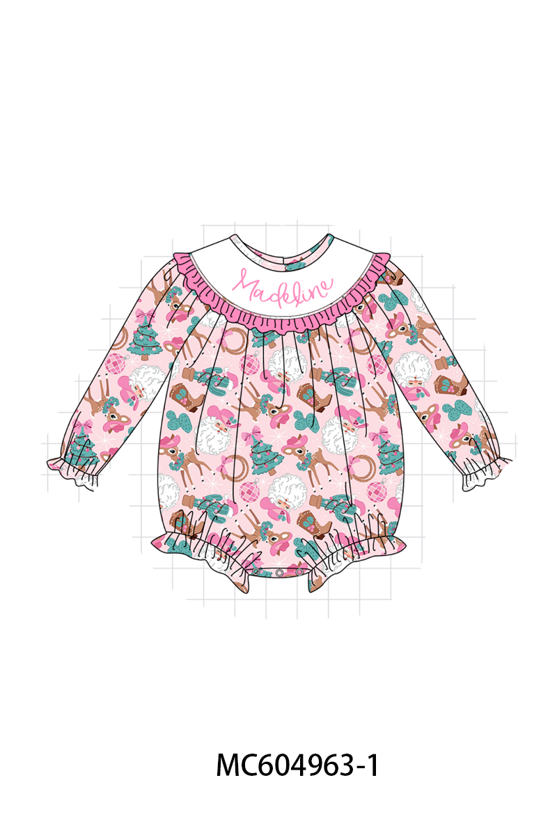 PO90 Pink&blue christams cowboy monogram embroidery ruffle collection - closing 5/11 - ETA early October