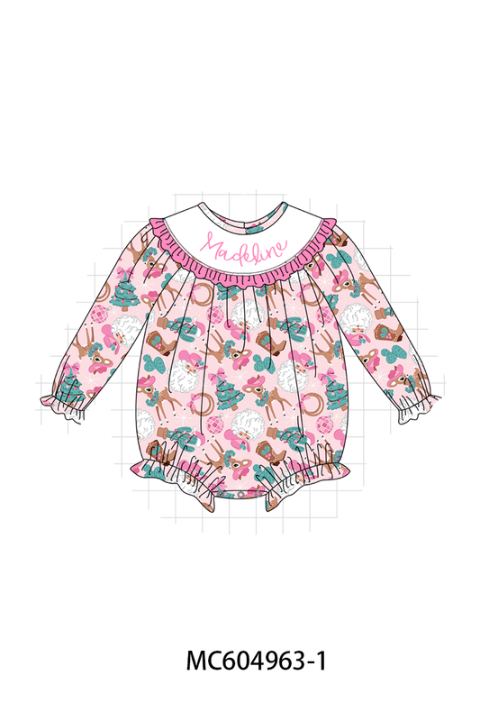 PO90 Pink&blue christams cowboy monogram embroidery ruffle collection - closing 5/11 - ETA early October