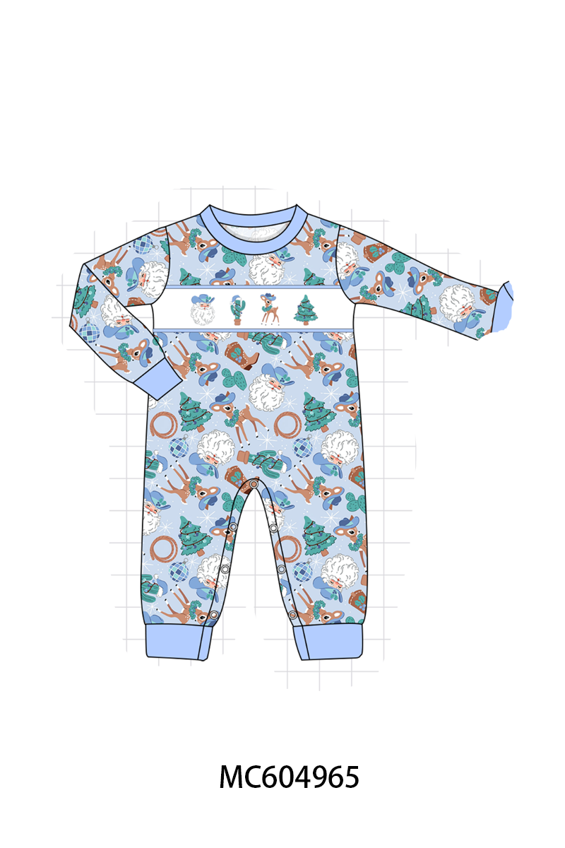 PO90 Pink&blue cowboy santa claus embroidery ruffle collection - closing 5/11 - ETA early October