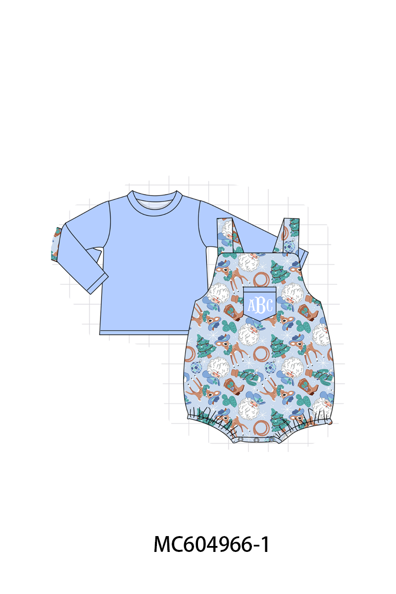 PO90 Pink&blue christams cowboy monogram embroidery ruffle collection - closing 5/11 - ETA early October