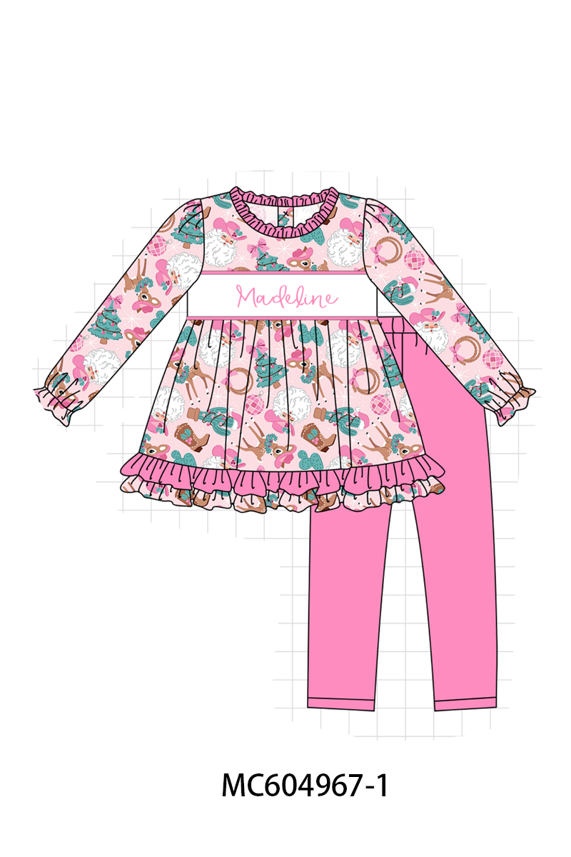 PO90 Pink&blue christams cowboy monogram embroidery ruffle collection - closing 5/11 - ETA early October