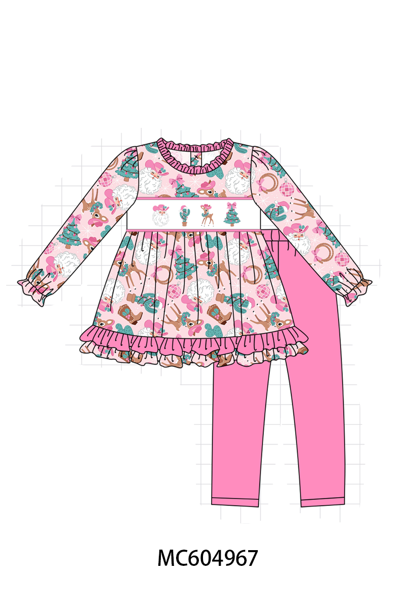 PO90 Pink&blue cowboy santa claus embroidery ruffle collection - closing 5/11 - ETA early October