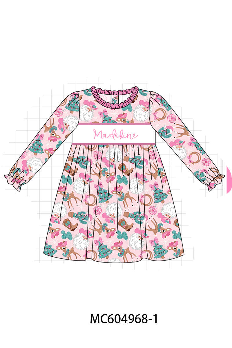PO90 Pink&blue christams cowboy monogram embroidery ruffle collection - closing 5/11 - ETA early October