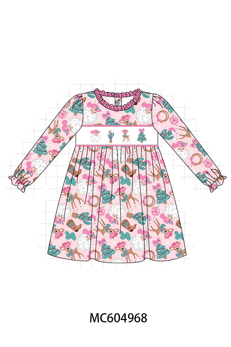 PO90 Pink&blue cowboy santa claus embroidery ruffle collection - closing 5/11 - ETA early October