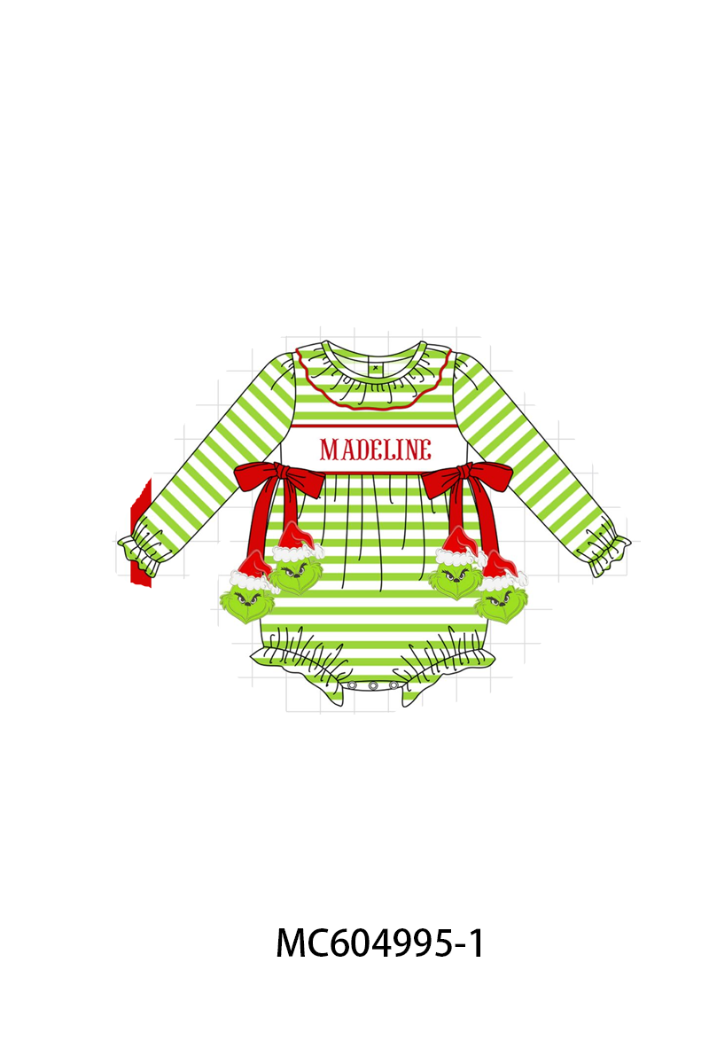 PO90 Green stripe christmas grinch applique monogram embroidery collection - closing 5/11 - ETA early October