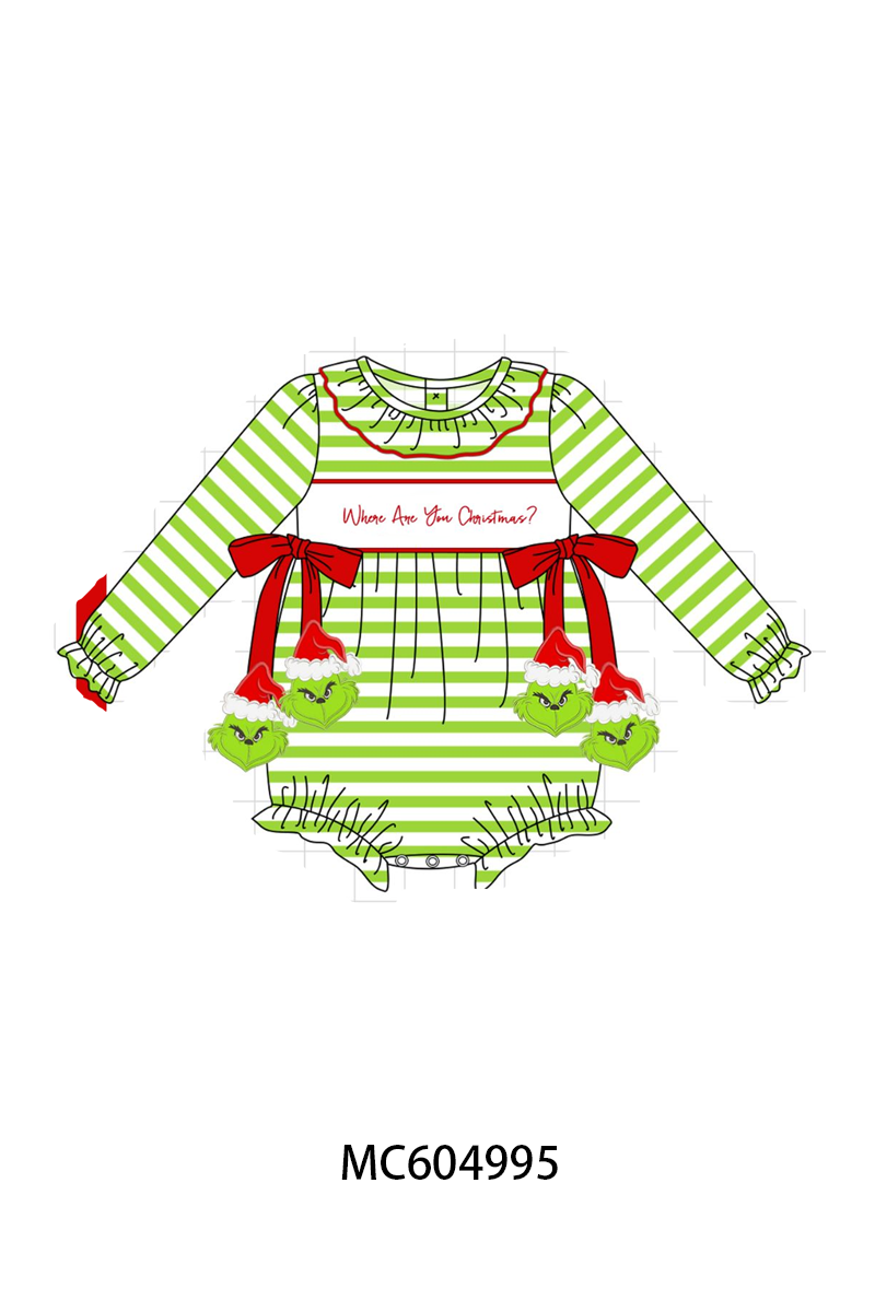 PO90 Green stripe christmas grinch applique collection - closing 5/11 - ETA early October