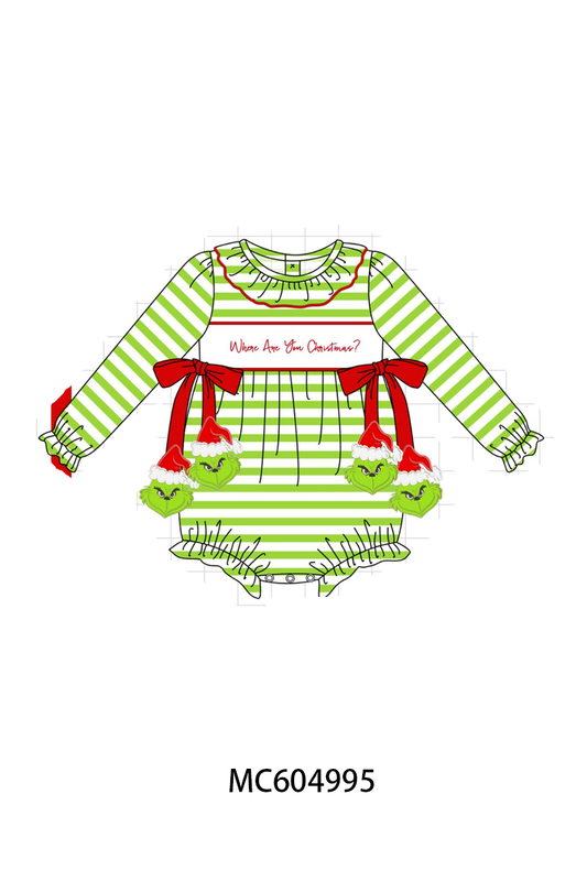 PO90 Green stripe christmas grinch applique collection - closing 5/11 - ETA early October