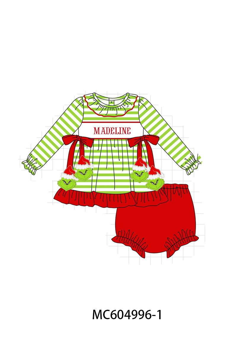 PO90 Green stripe christmas grinch applique monogram embroidery collection - closing 5/11 - ETA early October