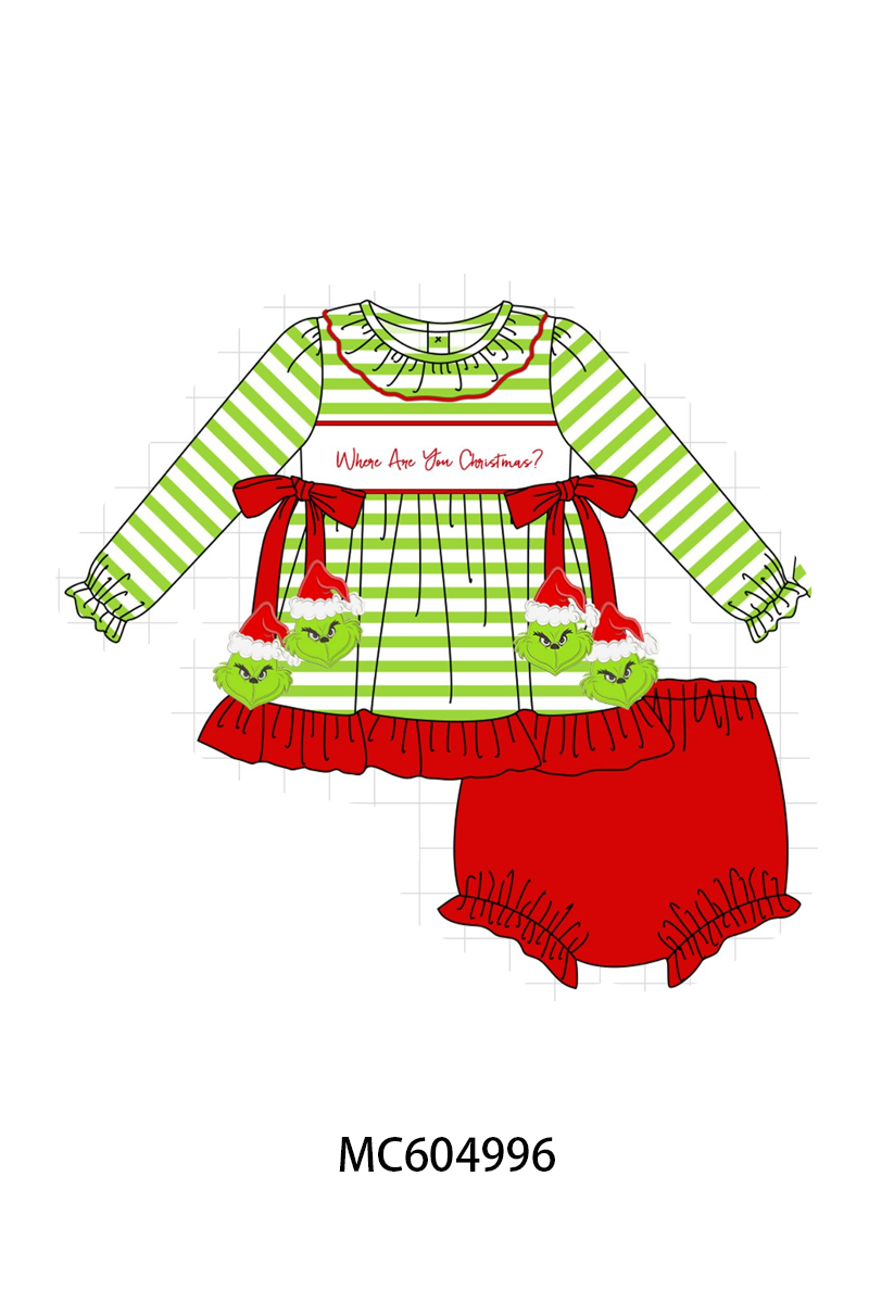 PO90 Green stripe christmas grinch applique collection - closing 5/11 - ETA early October