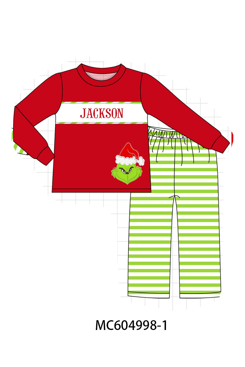 PO90 Green stripe christmas grinch applique monogram embroidery collection - closing 5/11 - ETA early October