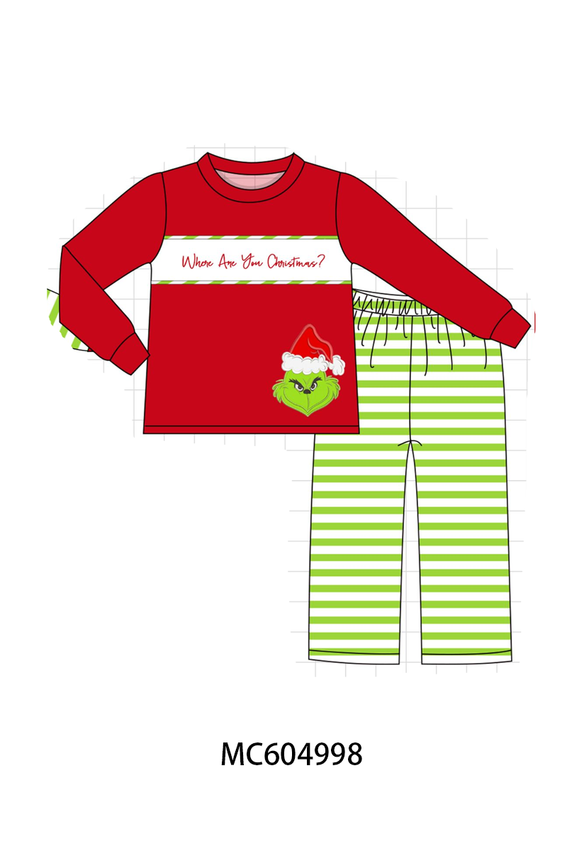 PO90 Green stripe christmas grinch applique collection - closing 5/11 - ETA early October