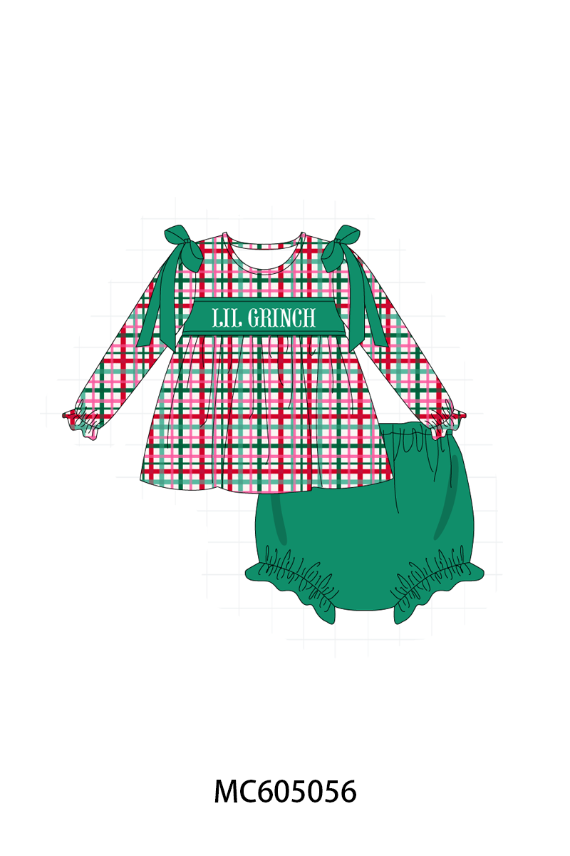 PO92 Green christmas LIL GRINCH french knot plaid collection - closing 5/25 - ETA late October