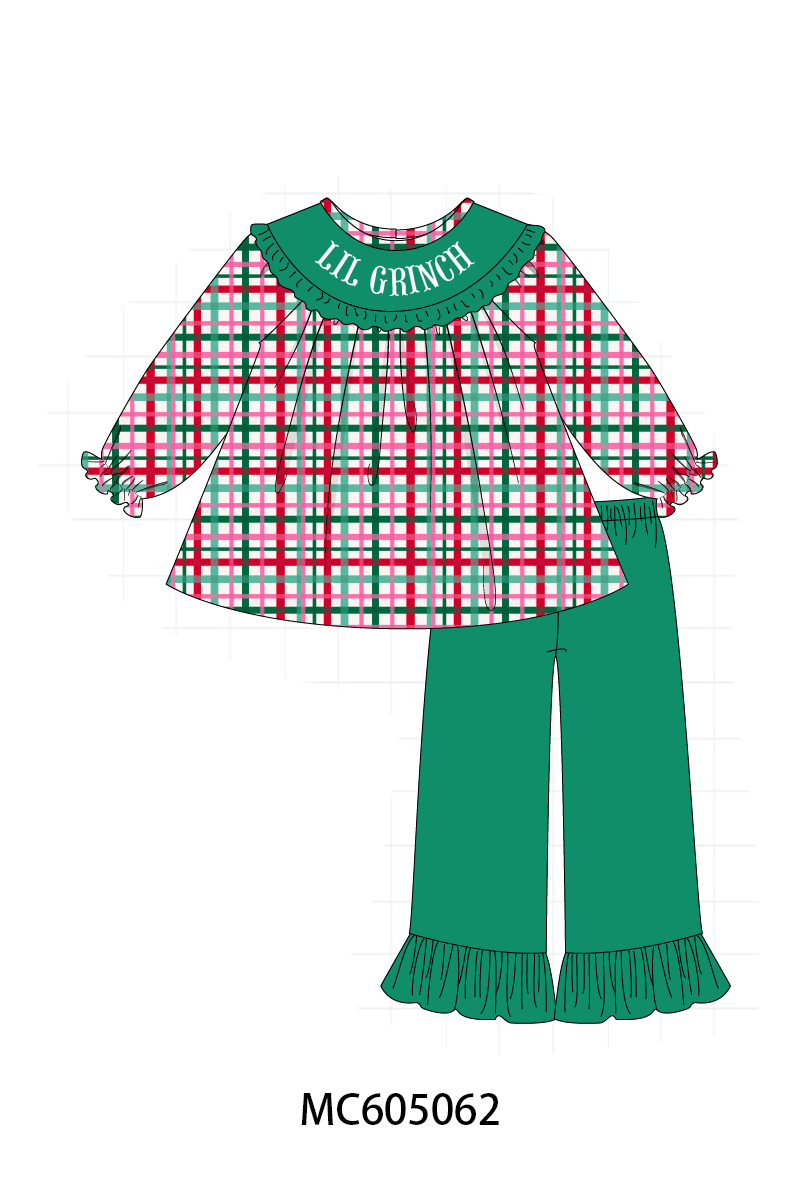 PO92 Green christmas LIL GRINCH french knot plaid collection - closing 5/25 - ETA late October