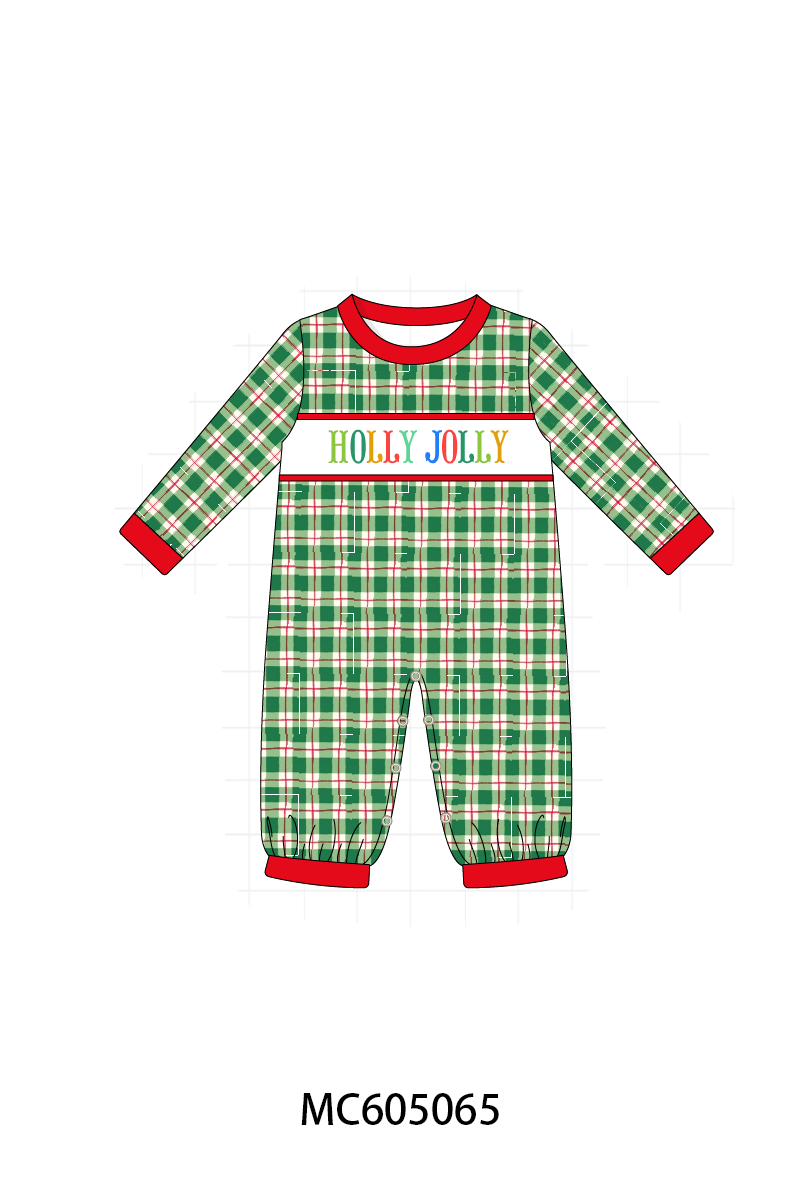 PO92 Green plaid HOLLY JOLLY embroidery collection - closing 5/25 - ETA late October