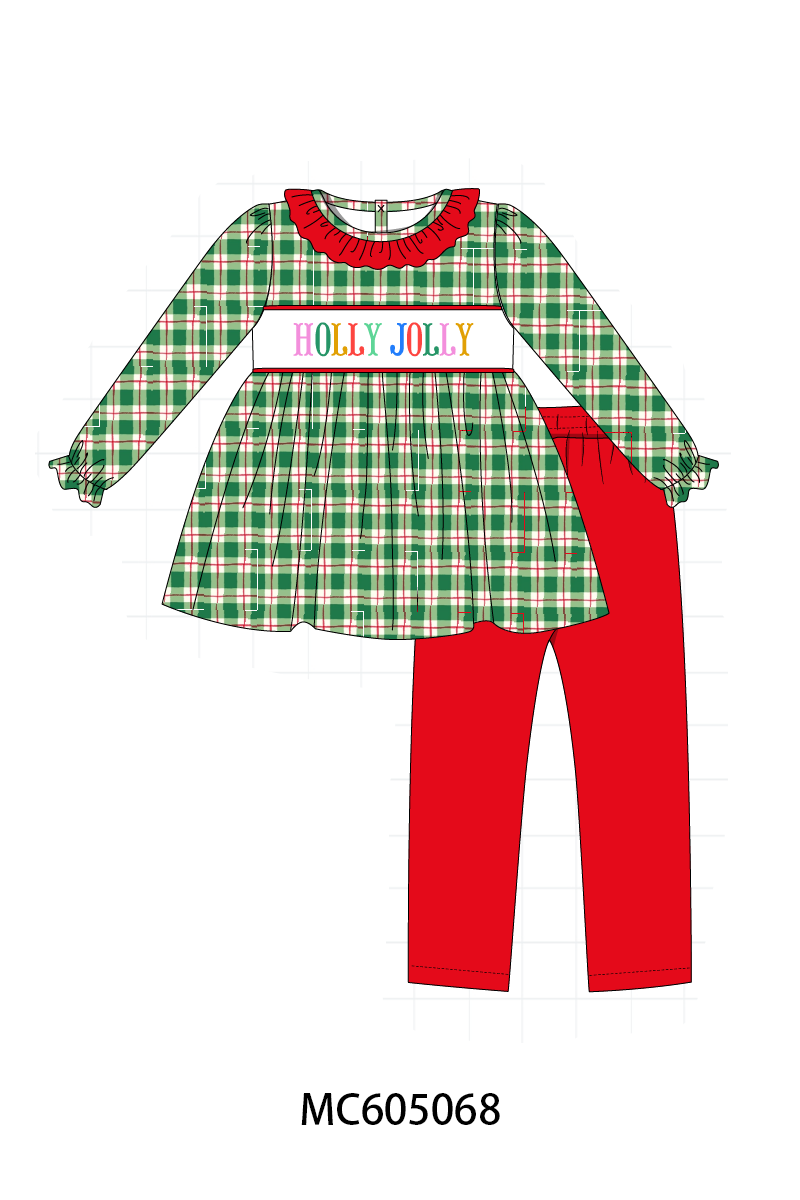 PO92 Green plaid HOLLY JOLLY embroidery collection - closing 5/25 - ETA late October