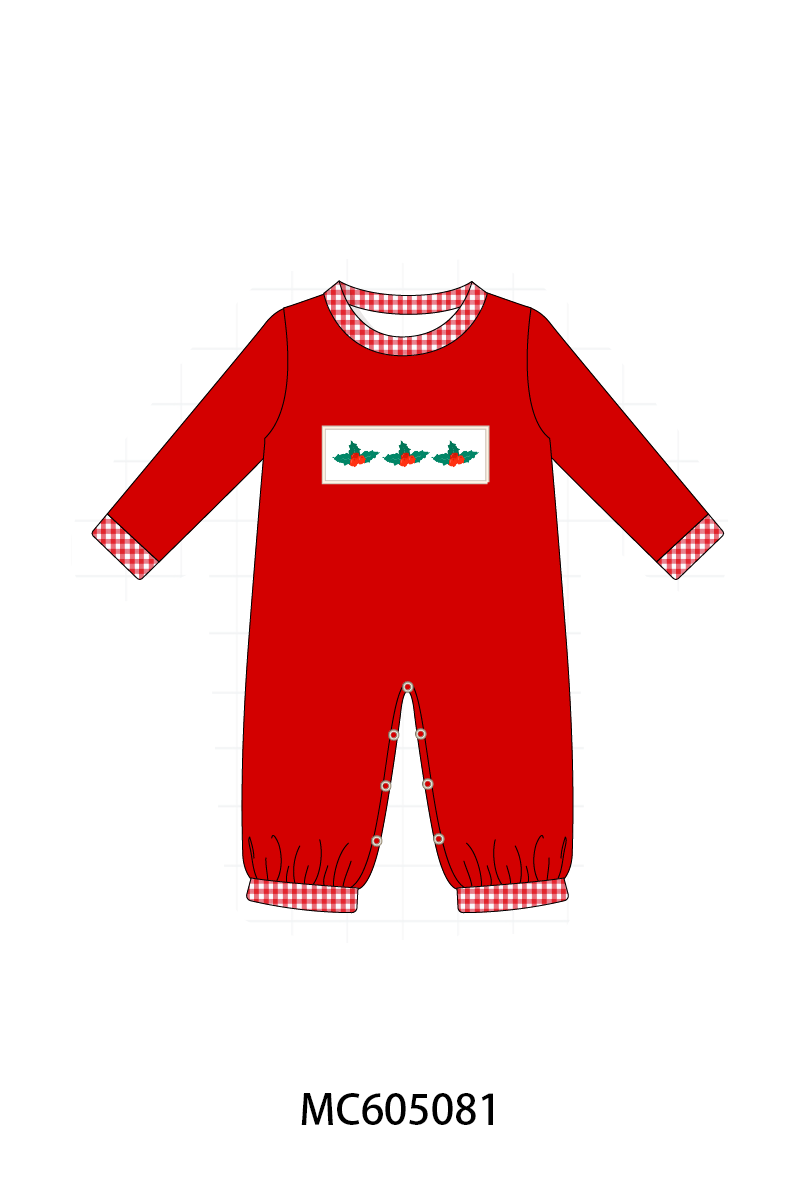 PO92 Red christmas holly smocked collection - closing 5/25 - ETA late October