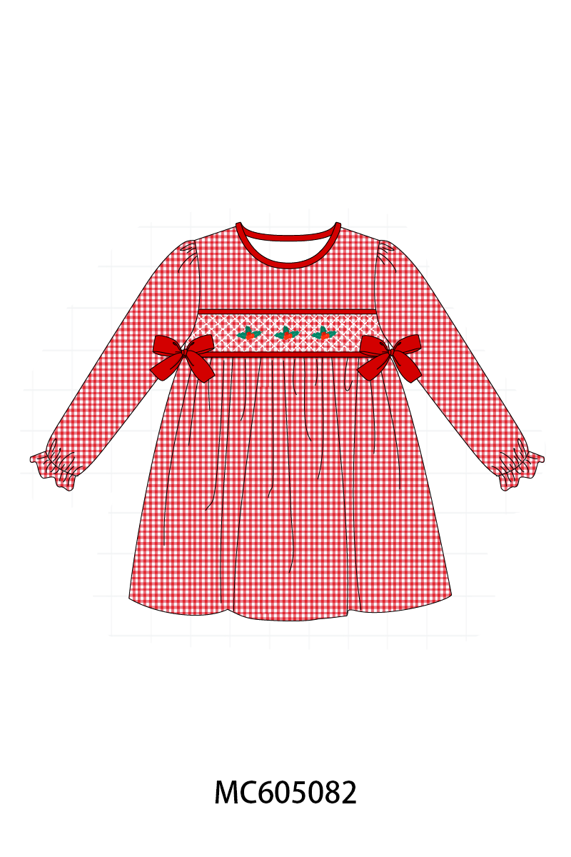 PO92 Red christmas holly smocked collection - closing 5/25 - ETA late October