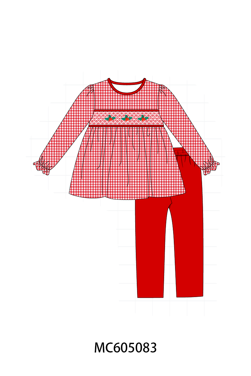 PO92 Red christmas holly smocked collection - closing 5/25 - ETA late October
