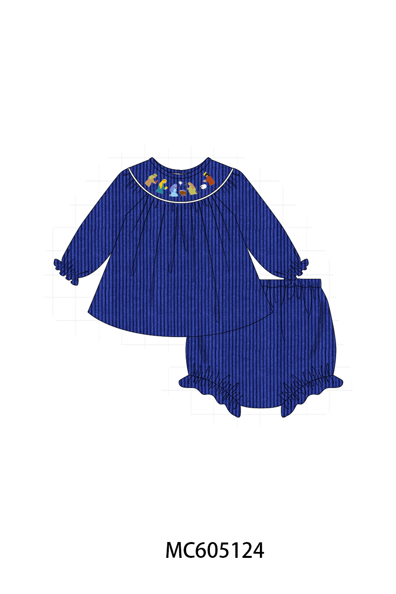 PO92 Royal blue nativity embroidery corduroy collection - closing 5/25 - ETA late October