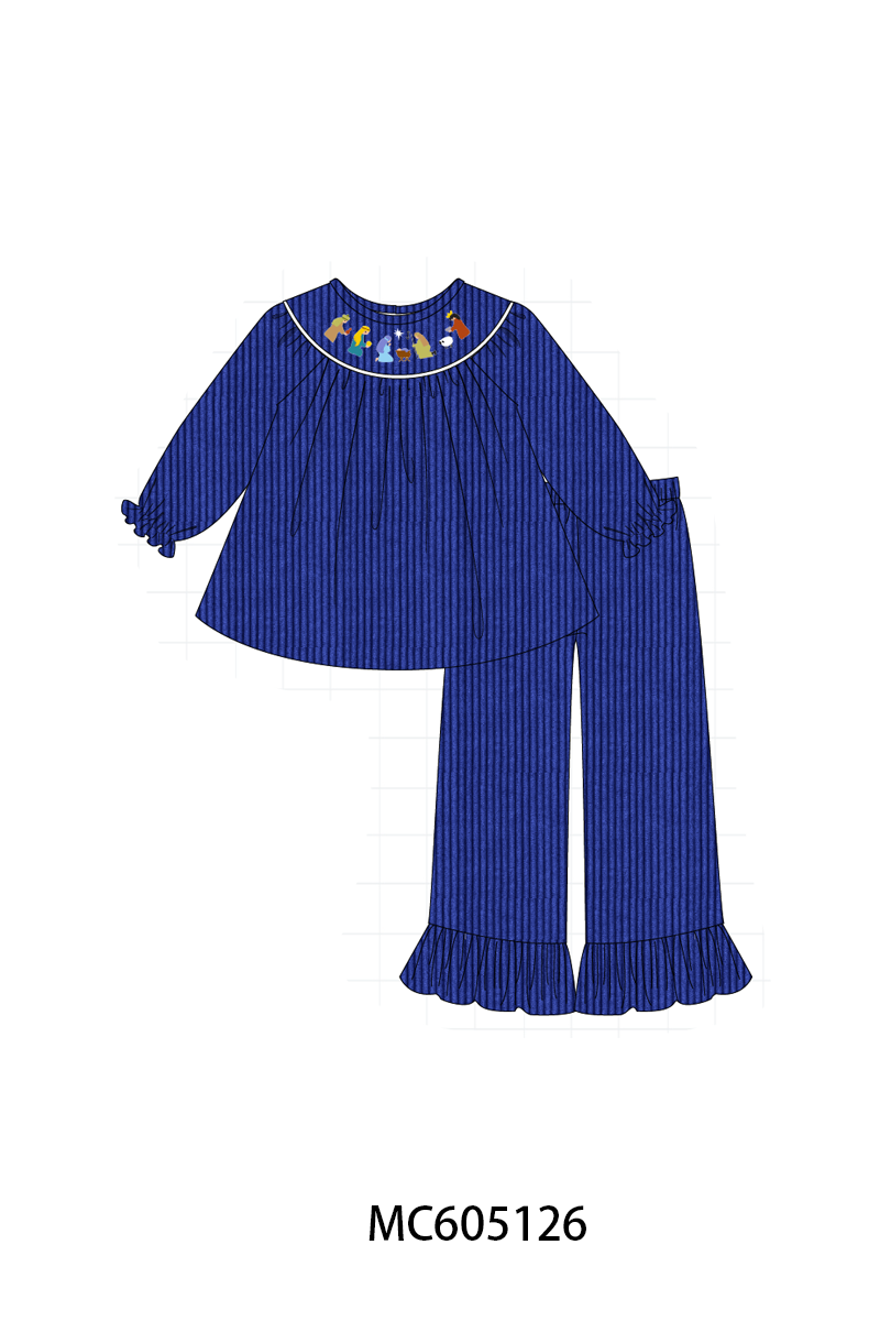 PO92 Royal blue nativity embroidery corduroy collection - closing 5/25 - ETA late October