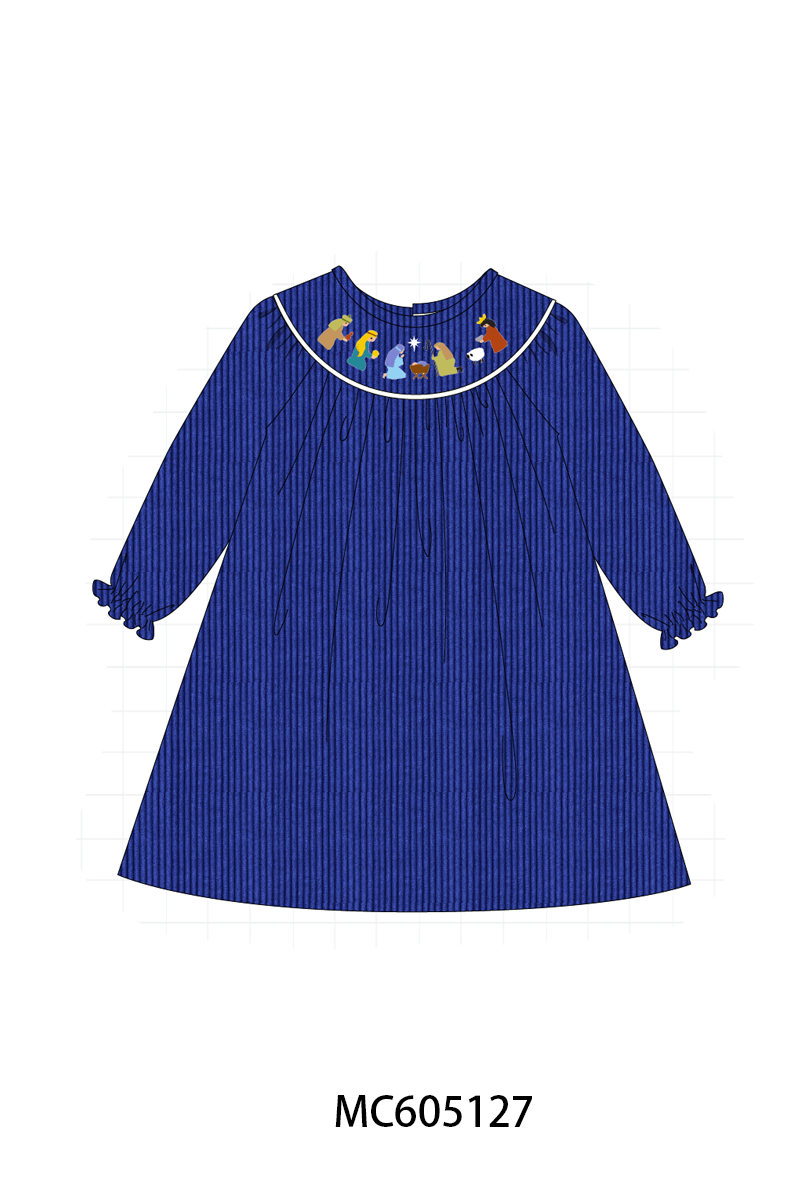 PO92 Royal blue nativity embroidery corduroy collection - closing 5/25 - ETA late October