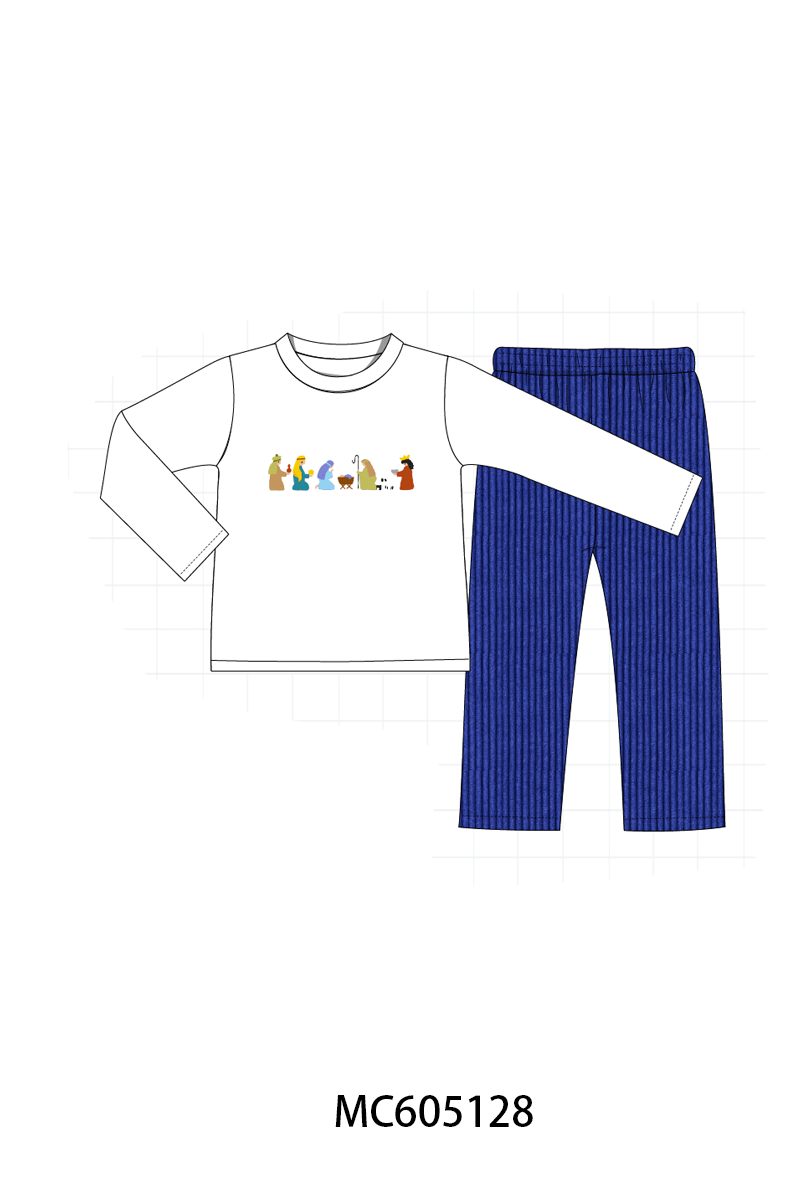 PO92 Royal blue nativity embroidery corduroy collection - closing 5/25 - ETA late October