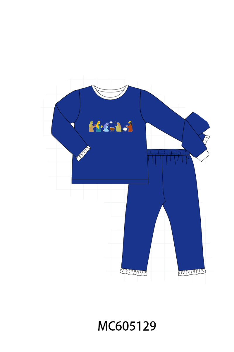 PO92 Royal blue nativity embroidery corduroy collection - closing 5/25 - ETA late October