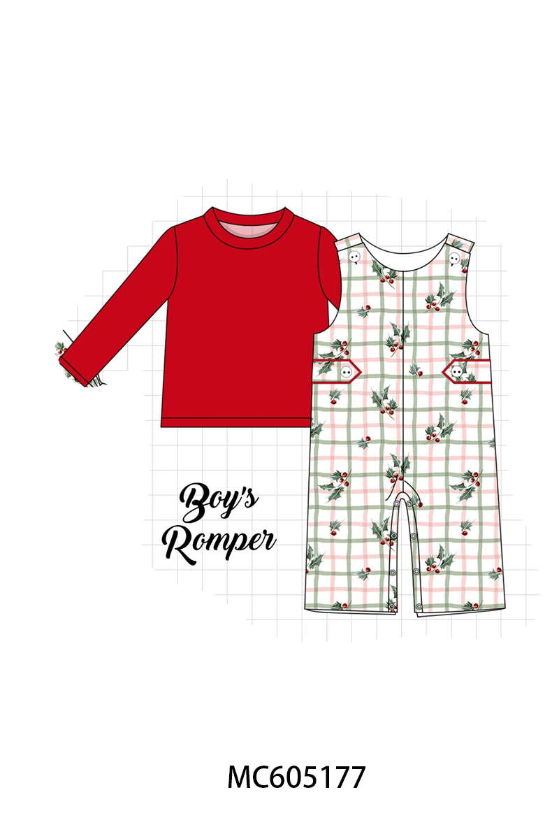 PO92 Red christmas holly bow smocked collection - closing 5/25 - ETA late October