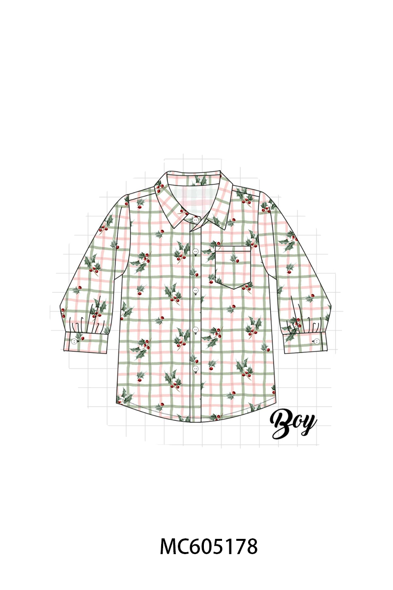 PO92 Red christmas holly bow smocked collection - closing 5/25 - ETA late October