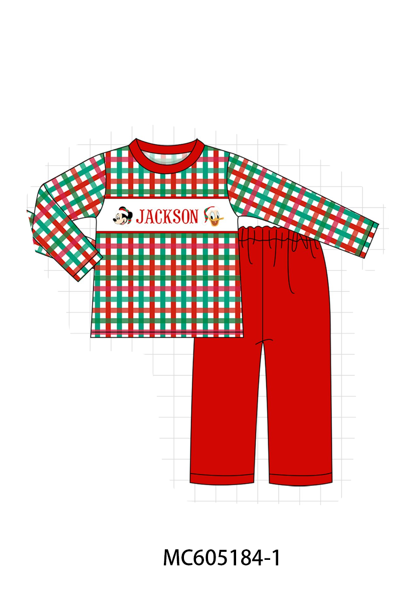 PO92 Red christmas monogram embroidery plaid collection - closing 5/25 - ETA late October