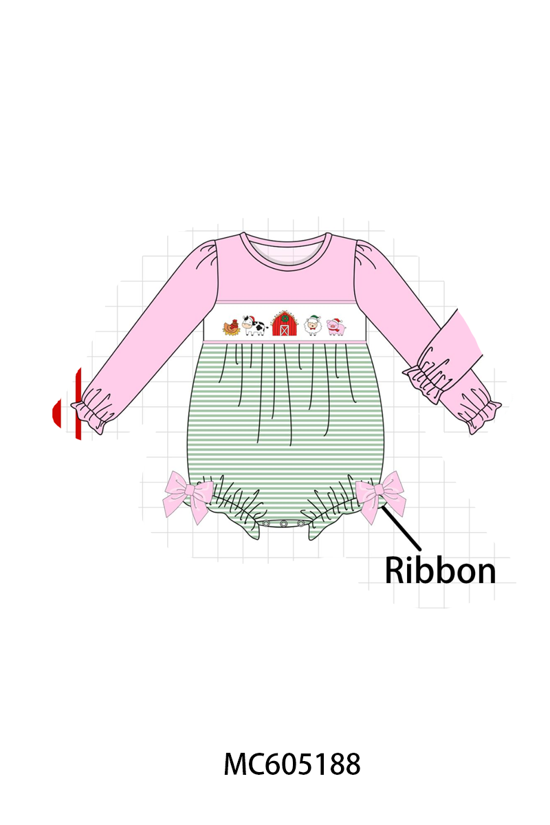 PO92 Green stripe farm embroidery collection - closing 5/25 - ETA late October