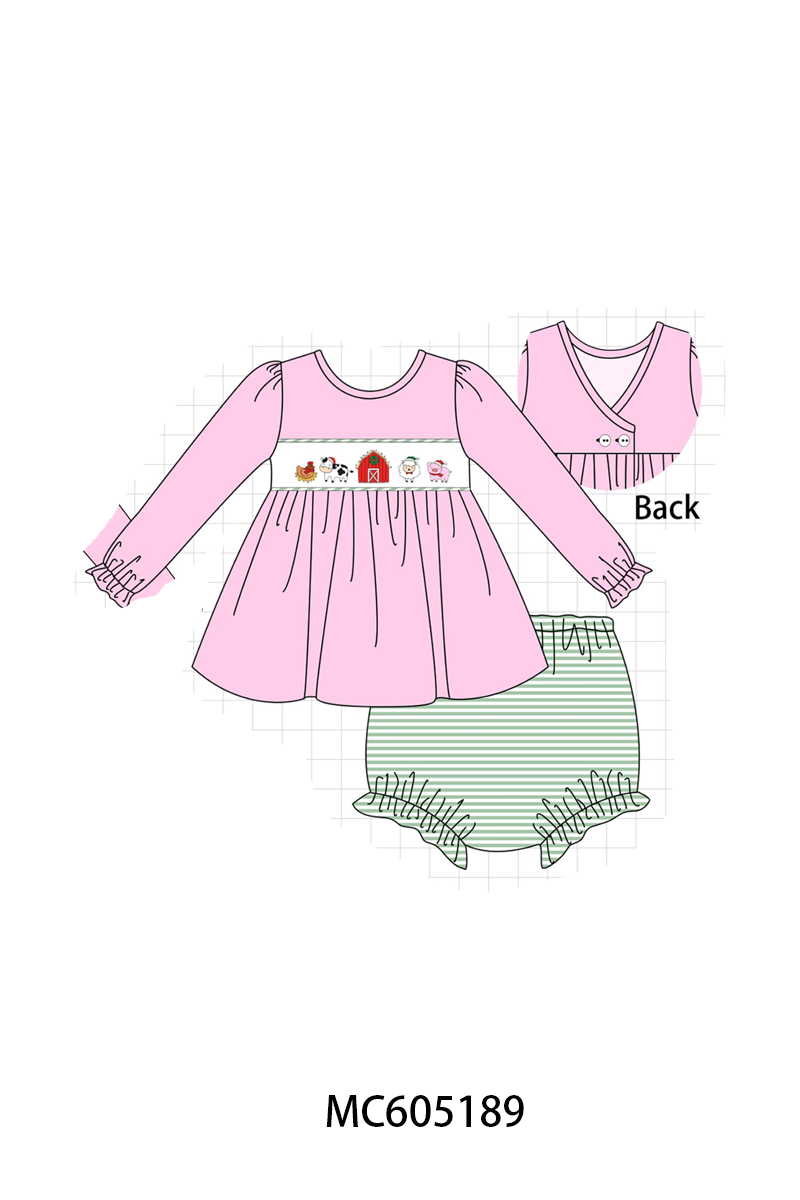 PO92 Green stripe farm embroidery collection - closing 5/25 - ETA late October