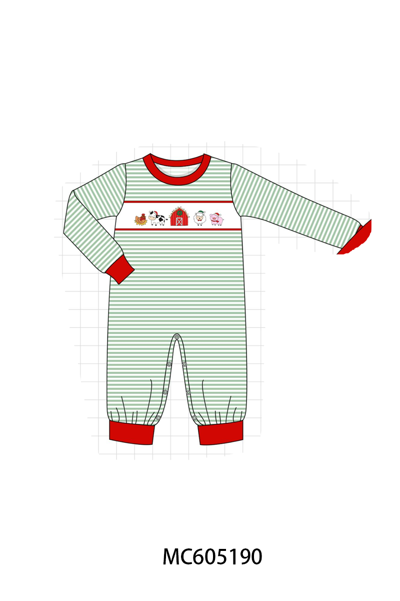 PO92 Green stripe farm embroidery collection - closing 5/25 - ETA late October