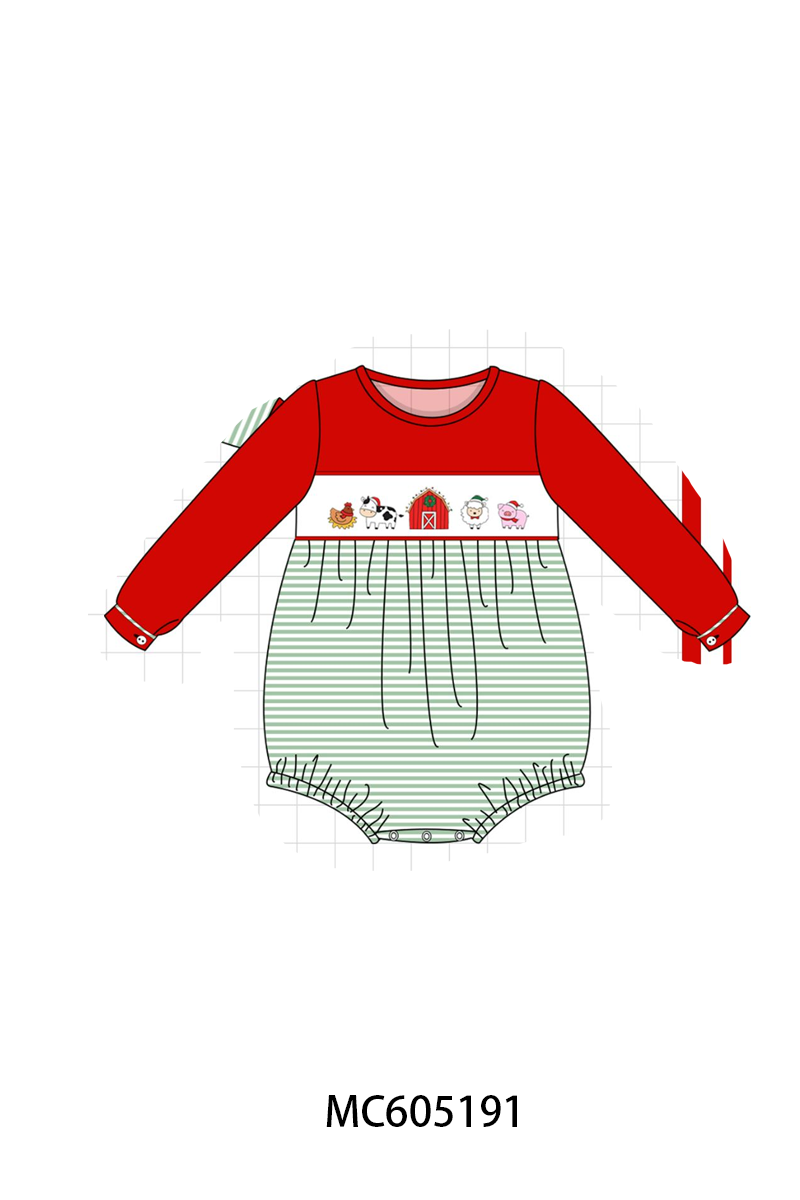 PO92 Green stripe farm embroidery collection - closing 5/25 - ETA late October