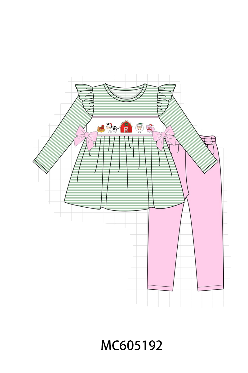 PO92 Green stripe farm embroidery collection - closing 5/25 - ETA late October