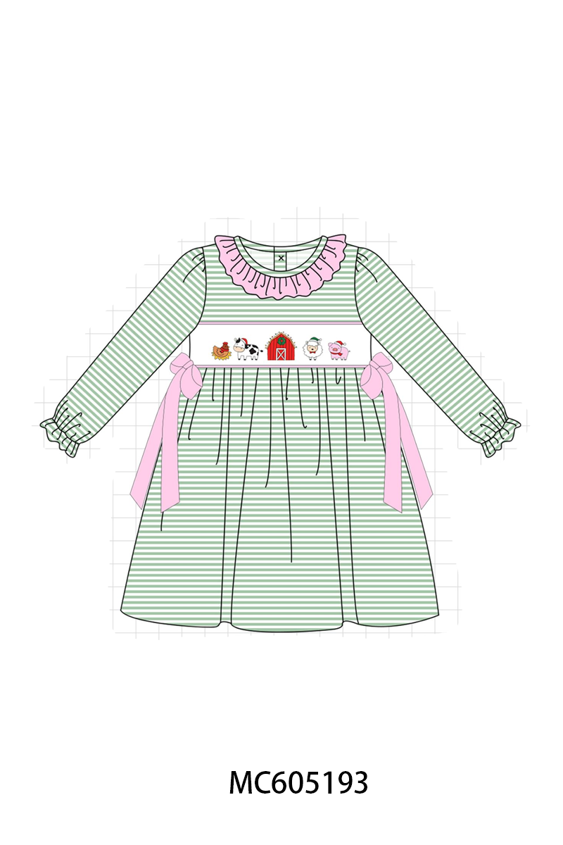 PO92 Green stripe farm embroidery collection - closing 5/25 - ETA late October